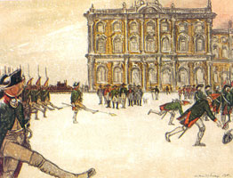 Развод караула перед Зимним дворцом при Павле I. 1903 г.